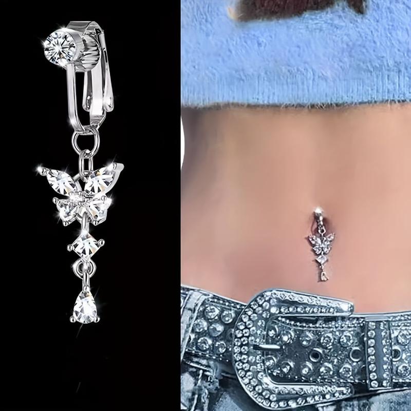 Body Jewelry Belly Button Rings - Anello finto per ombelico con clip,