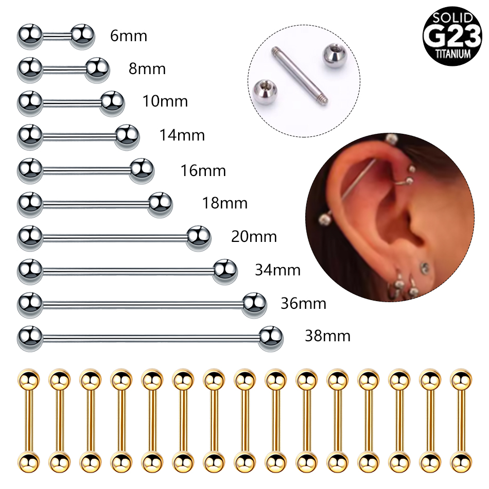 Industrial Barbell Long - 1/5PCS Titanio Filo Esterno Lingua Helix