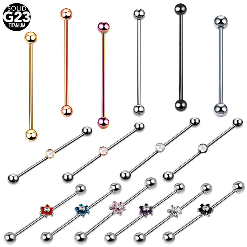1PC Titanio Piercing Gemma Ind - Industrial Barbell Long recensione e prezzo